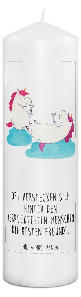 Mr. & Mrs. Panda Kerze Einhorn Sekt 29 x 8 cm XL - Weiß - Geschenk, Beste, Party, Erinnerungslicht, Unicorn, Stumpenkerze, Einhörner, Freundin, B...