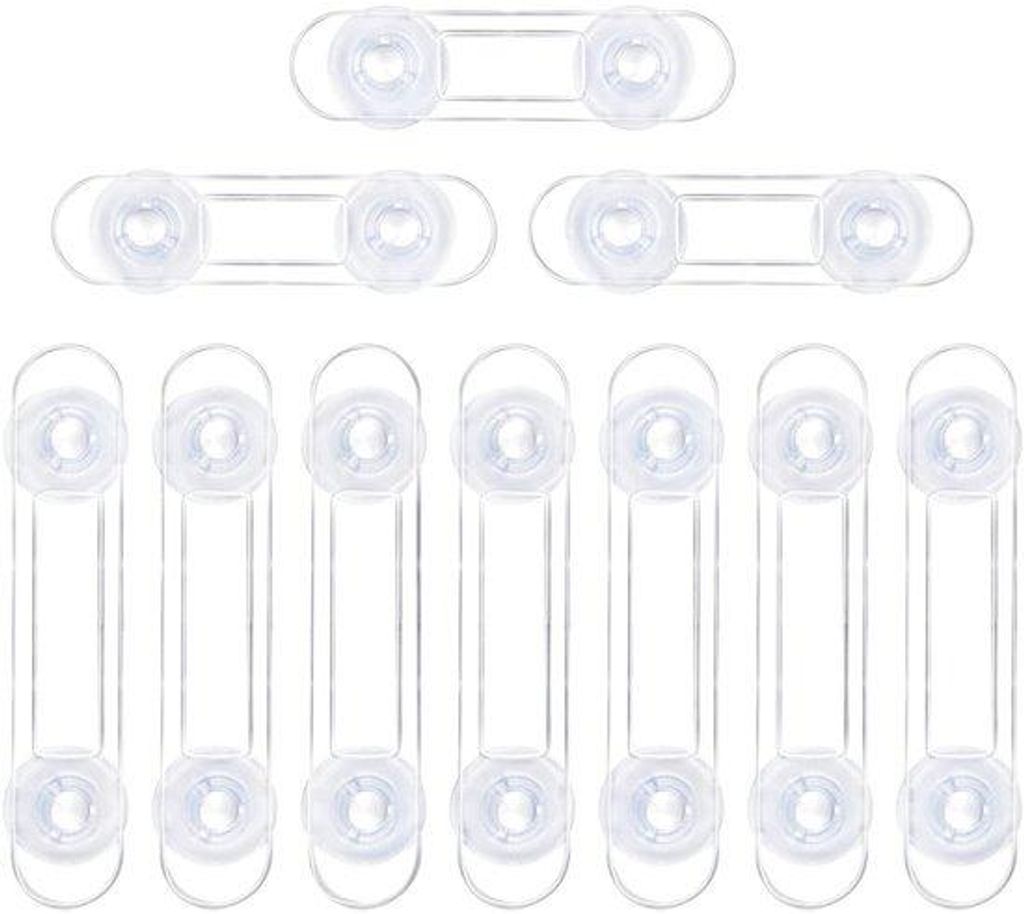 KEWUZY 10 Stück Kindersicherungen, transparent, Kindersicherungen für Babys, Schubladensicherungen ohne Bohren für Schränke und Schubladen