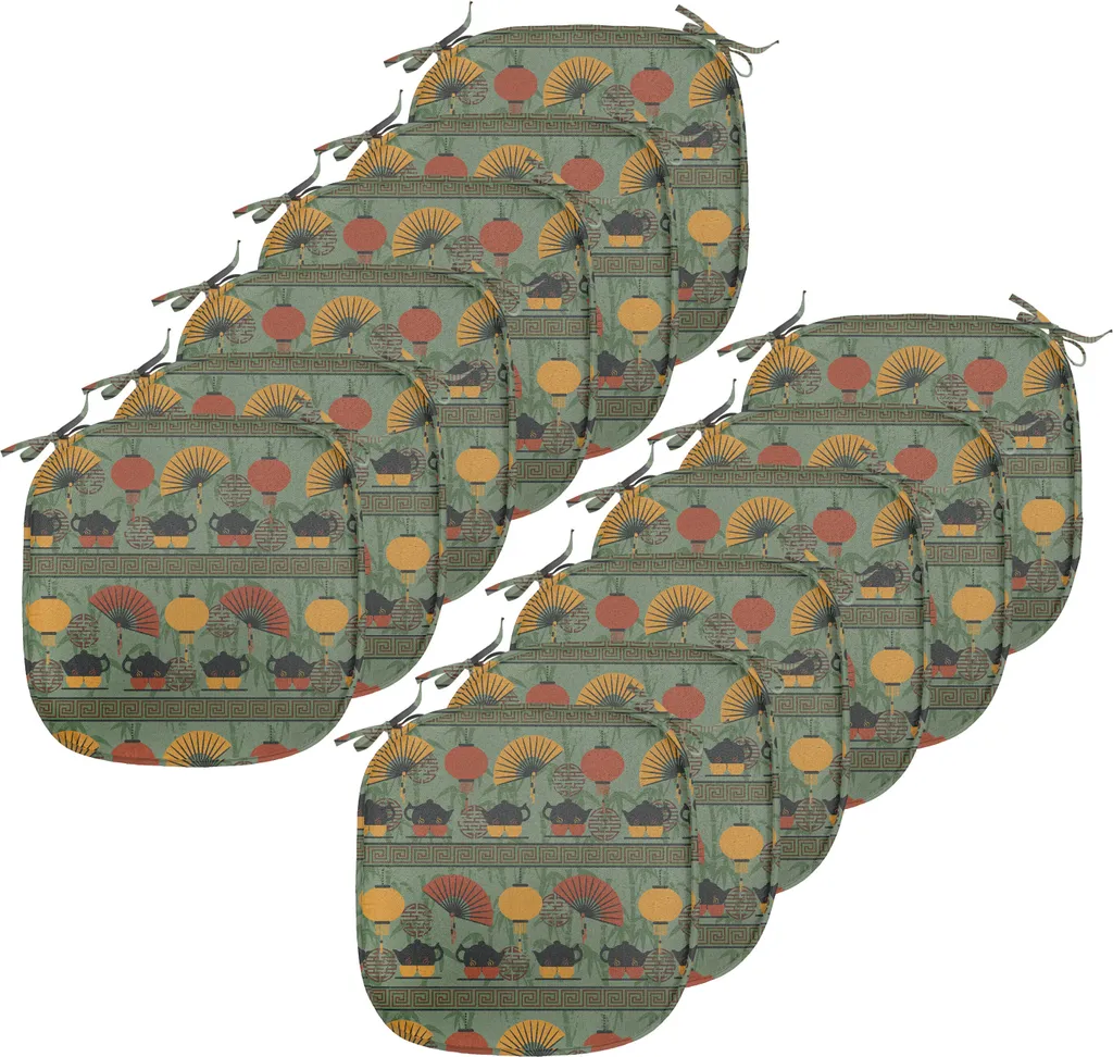 ABAKUHAUS Coussins de Chaise Grunge Vert Réséda, 40x40 cm, Lot de 12
