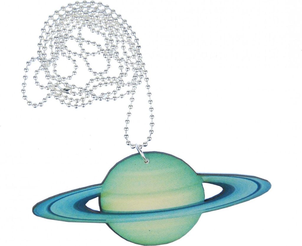 Planeten Kette Uranus Halskette Miniblings 80cm Sonnensystem Ringplanet türkis
