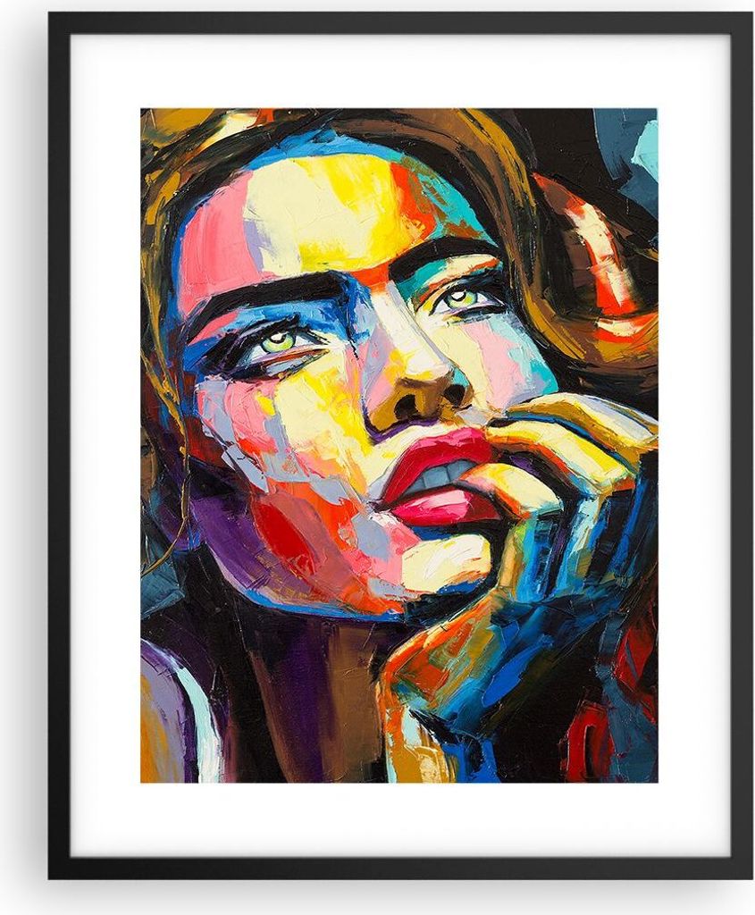 Gerahmtes Poster - Schwarzer Rahmen - Mädchen Gesicht - 40x50 cm - Wand Bild - Wanddeko - Wandbilder - Kunstposter - Wandposter - Bilderrahmen - B...