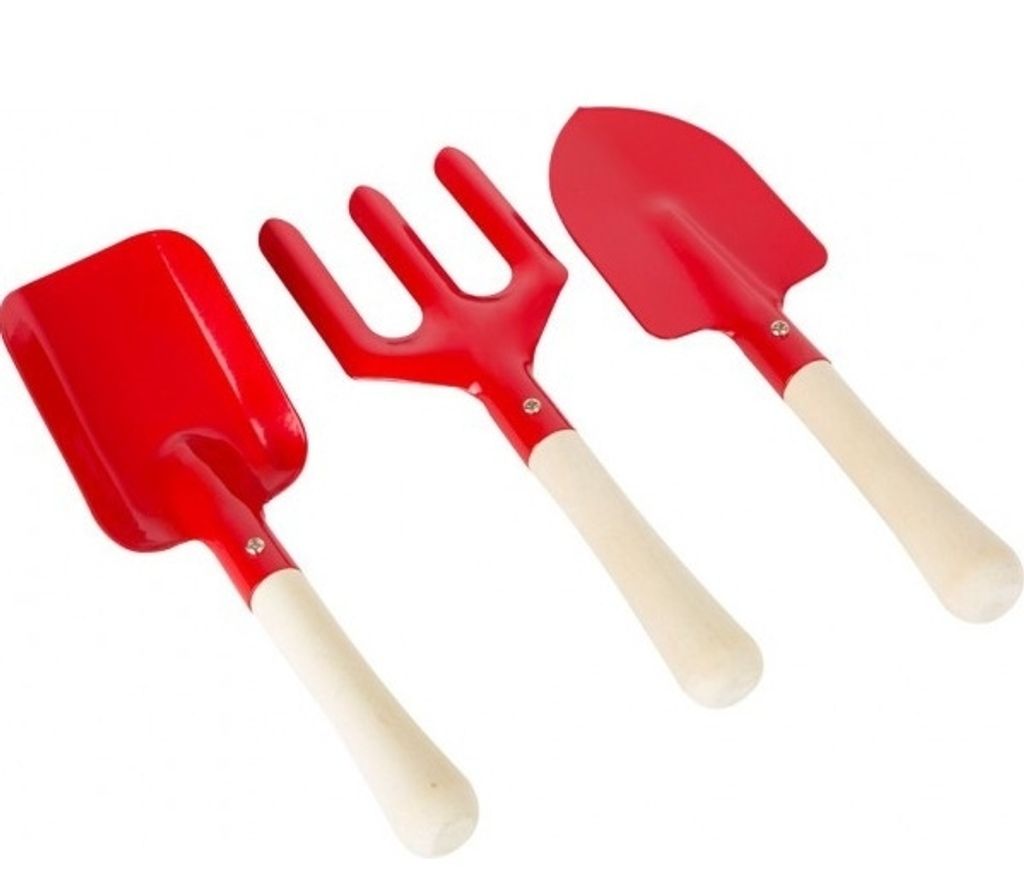 Garten Mini Tools, Kinder 3D Set, kleiner Fuß, rot