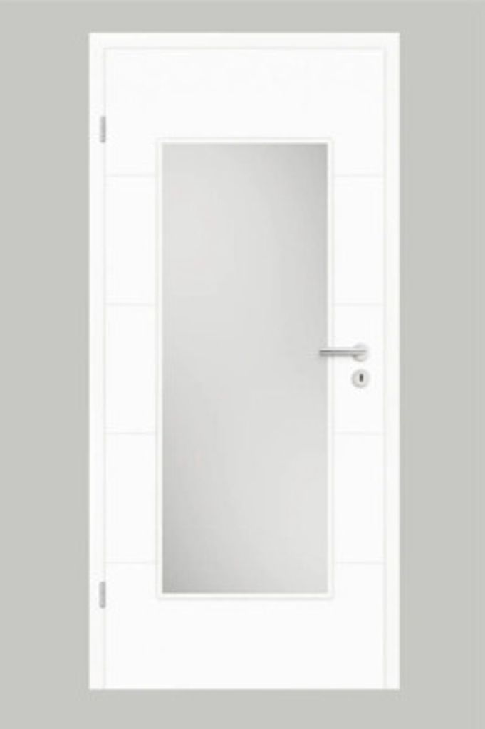 Pertura Zimmertür Perla 05 Design weiß lackiert (ähnlich RAL 9003) 86 x 198,5 cm Links mit Lichtausschnitt HD (ohne Glas