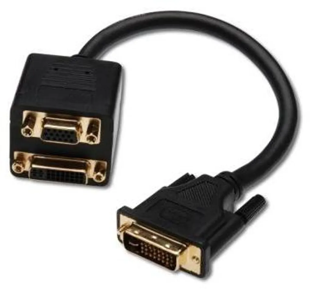 Répartiteur Vidéo DVI vers DVI et VGA - Adaptateur Double Écran Noir
