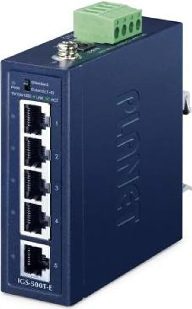 Switch PLANET IGS-500T-E Industrial Gigabit 5 Porte IP40 DIN-Rail
