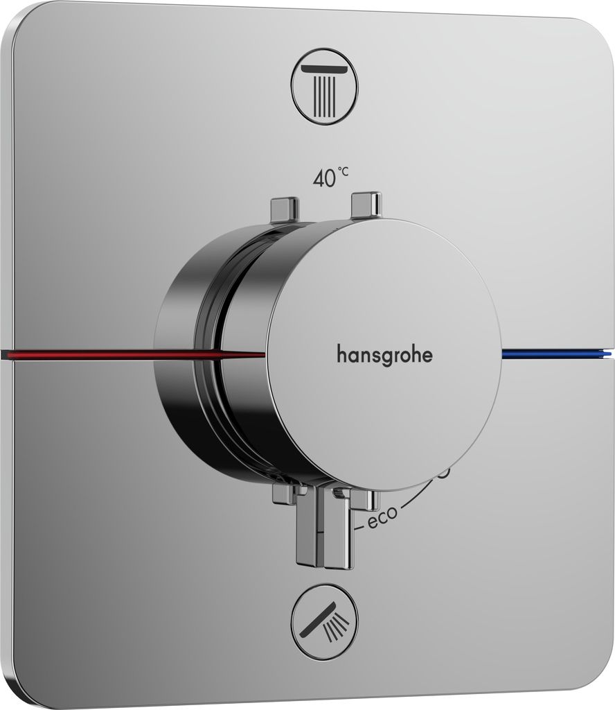 hansgrohe ShowerSelect Comfort Q Thermostat, Unterputz, 2 Verbraucher, Soft Edge Rosette, mit Sicherungskombination, 15586000