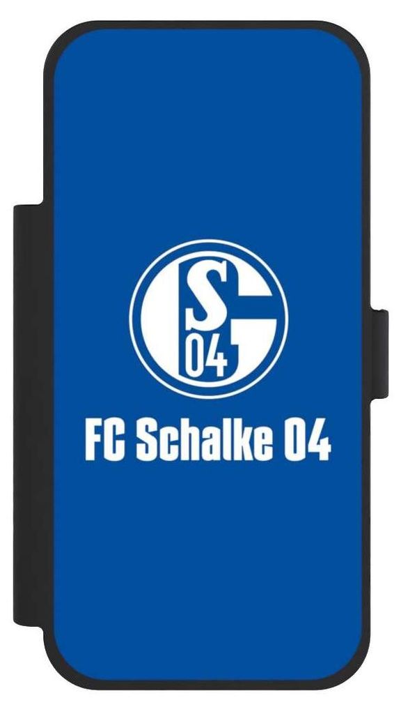 NIVOCASE Klapphülle für Apple iPhone 17 Pro Max Handyhülle aus Kunst Leder NIVOflip schwarz FC Schalke 04 Logo Offizielles Lizenzprodukt