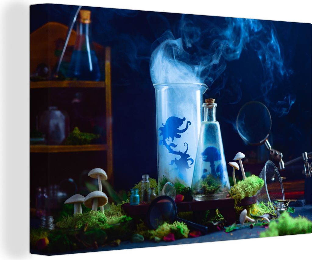 OneMillionCanvasses - Leinwandbilder - 140x90 cm, Fleischfressende Pflanze im Brunnen, Wandbilder Kunstdruck Wanddekoration