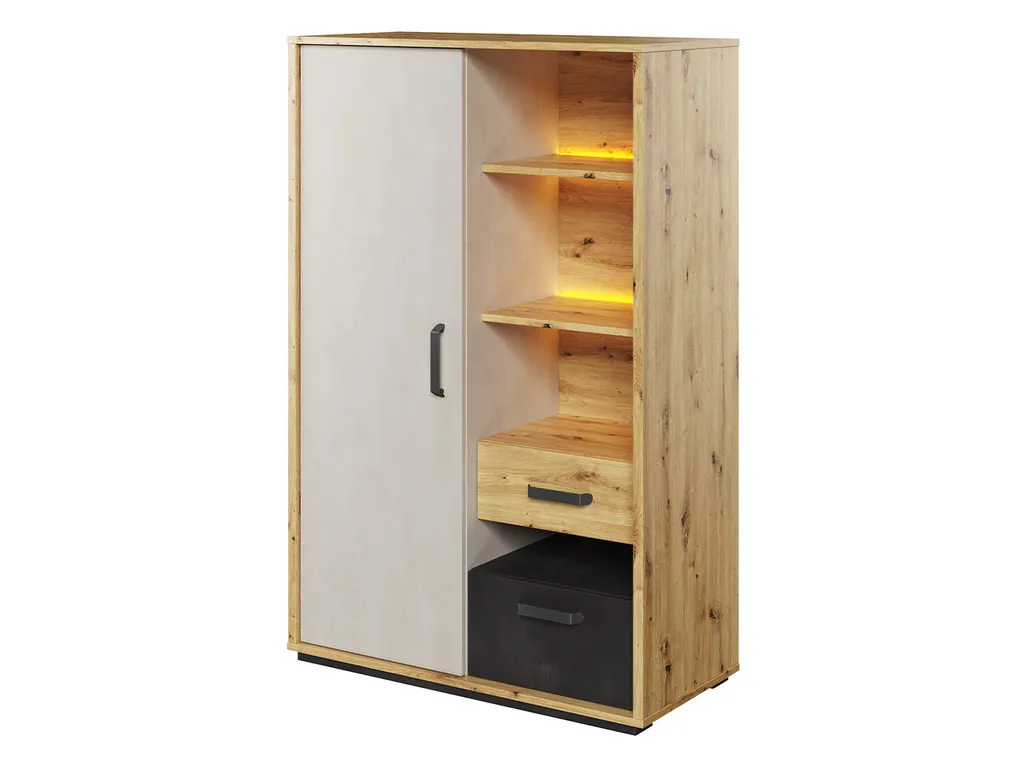 Étagère de rangement APTOS 90 cm en acier brut et chêne effet naturel