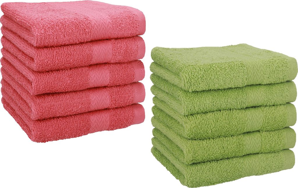 Betz 10 Stück Seiftücher 30x30 cm PREMIUM 100% Baumwolle Farbe: himbeere und avocadogrün