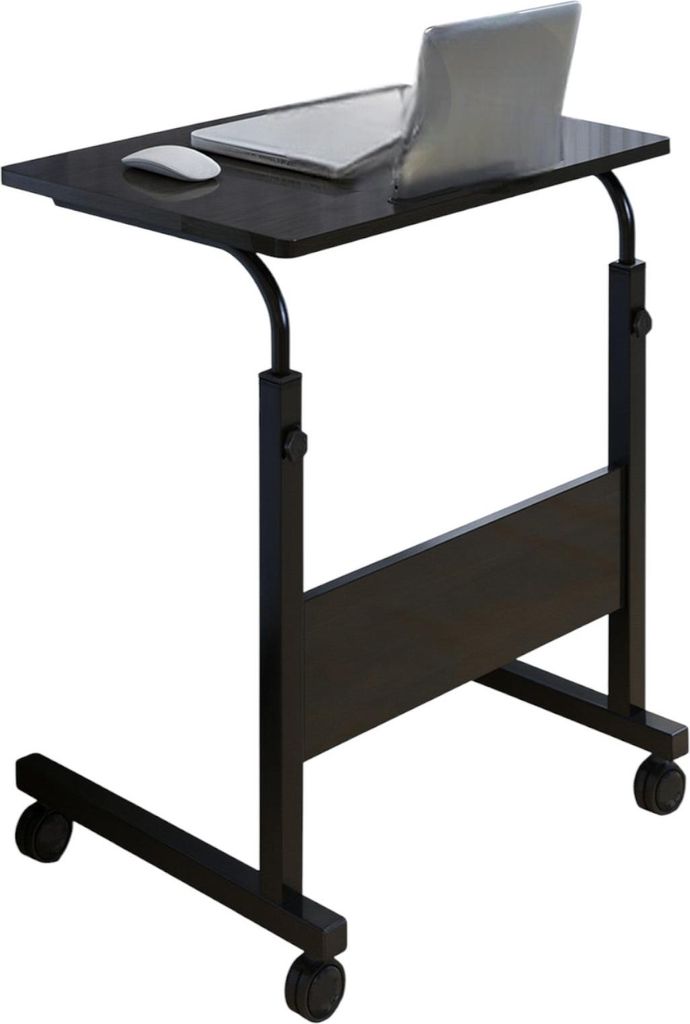 Laptop Tisch auf Rollen – Höhenverstellbar (71-98 cm) – 60 cm Breite – Mobiles Bürotischlein – Schwarz für Zuhause und Büro