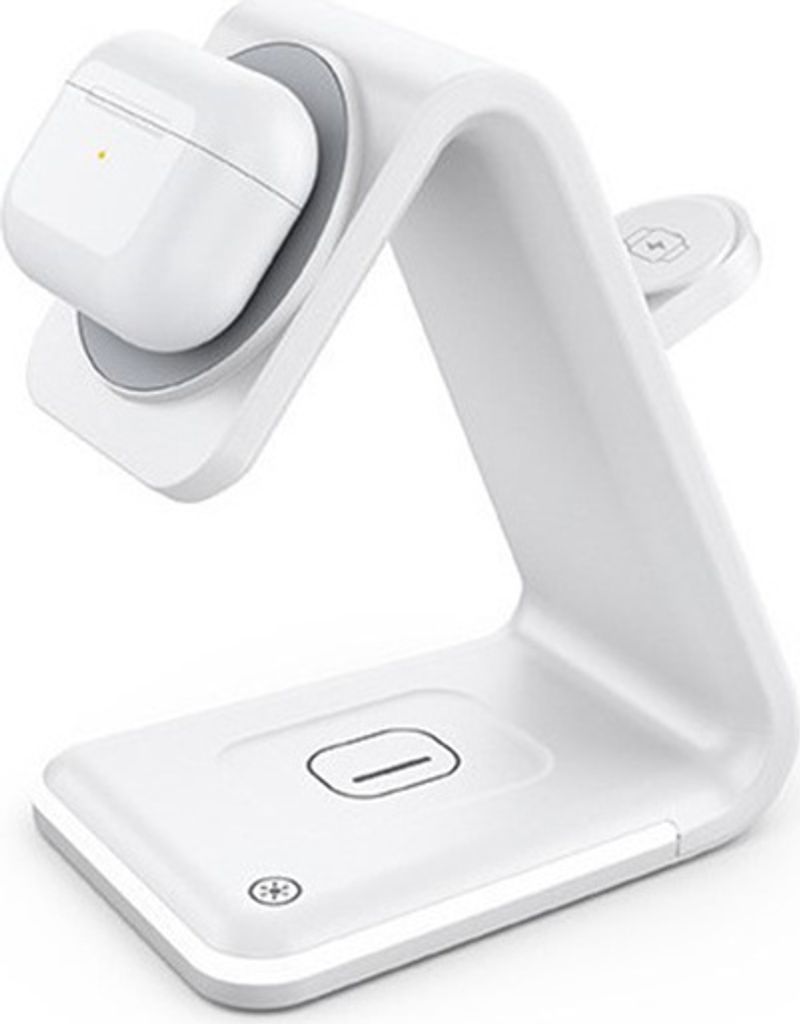 3-in-1 Drahtlose Ladegerät Stand 15w Magnetische schnelle Lade Dock Station für Mobiltelefon Kopfhörer Uhr Weiß