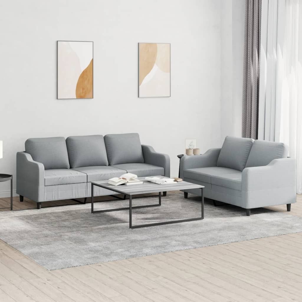 Cloris DesignMöbel 2-tlg. Sofagarnitur mit Kissen Hellgrau Stoff , Schlafsofas 2024 Neu