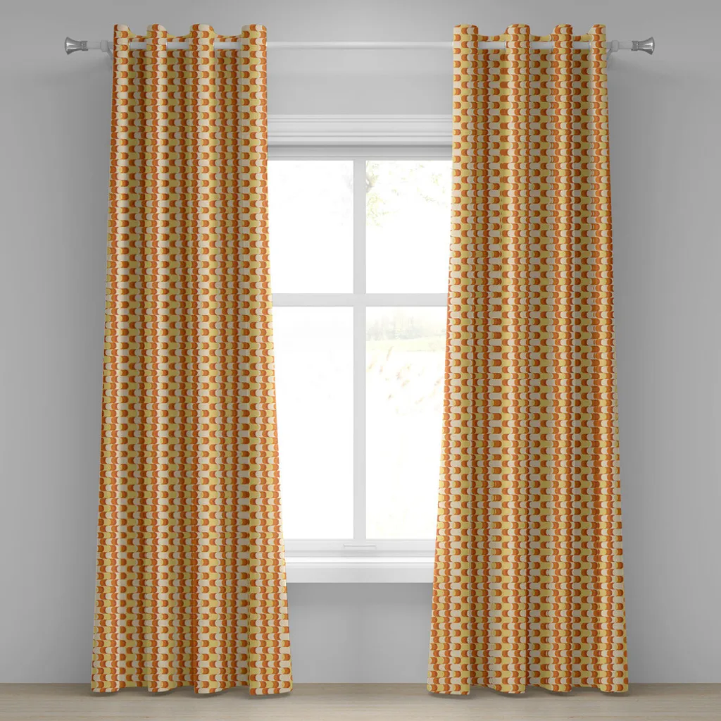 Rideau à œillets ABAKUHAUS Vintage Orange 280x245cm Lot de 2 Panneaux