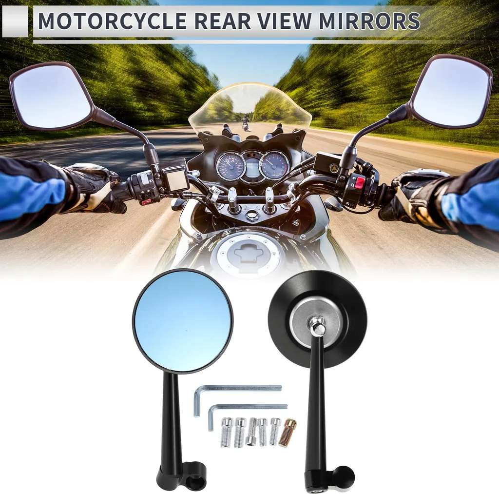Rétroviseurs Moto Réglables en Aluminium - Design Rond et Fixations M8/M10