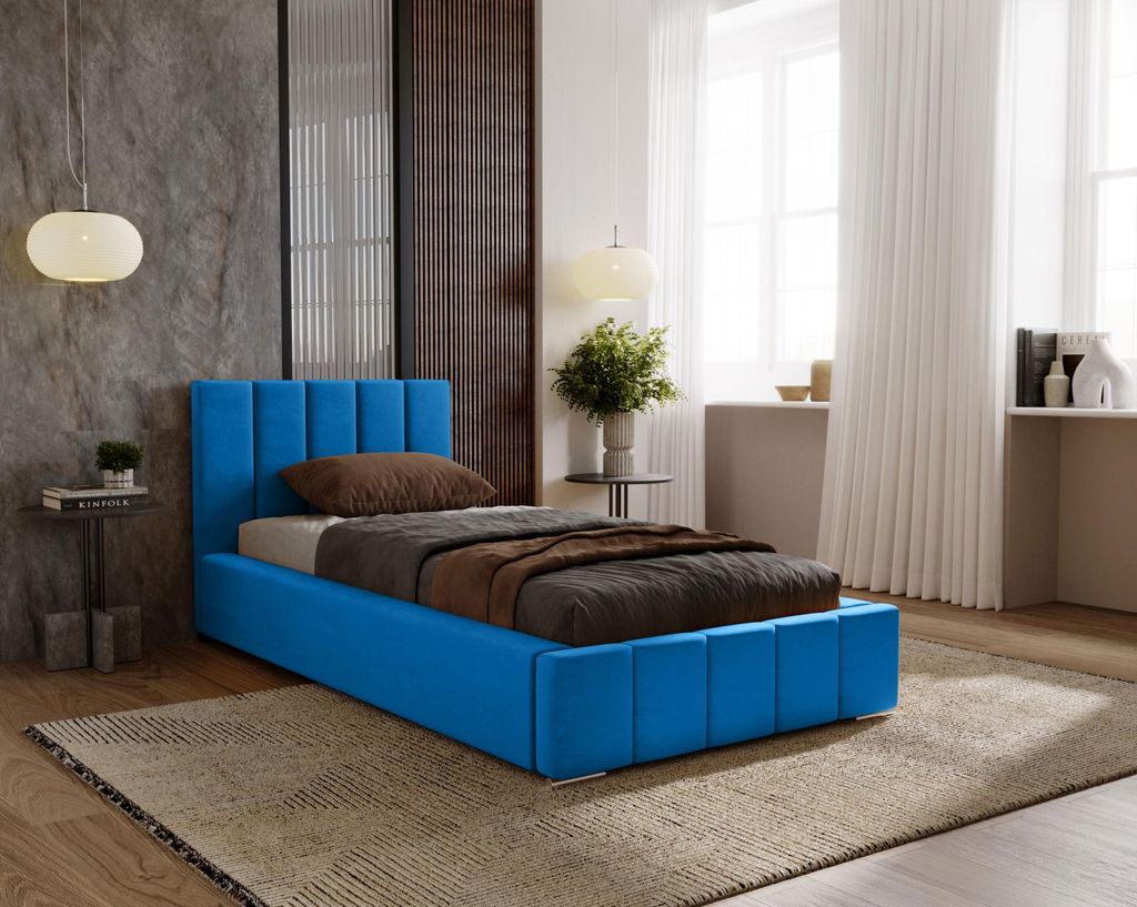 Einzelbett 90x200 mit Stauraum CULPEPER - blau 1
