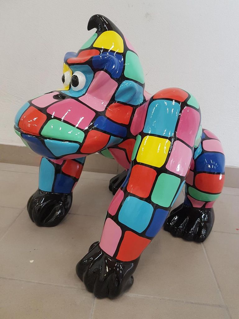 Moderne Dekoration Haus Garten Deko Figur Statue Skulptur Gorilla Abstrakt 70cm