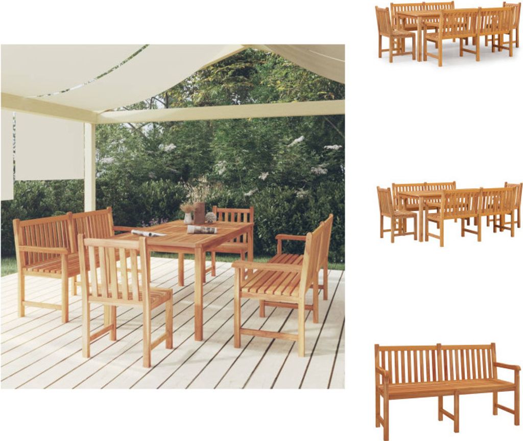 vidaXL 5-tlg. Garten-Essgruppe Massivholz Teak - Gartenmöbel-Sets