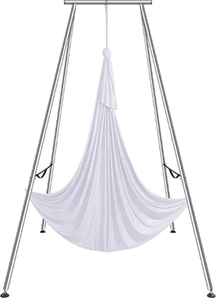 Aerial Yoga Hängematte mit Yogarahmen 6 x 2,6 m, Weiß Yoga Swing Air Fliegen, Yoga-Schaukel Hammock Swing 250 kg Max. Tragfähigkeit, inkl. Yoga-...
