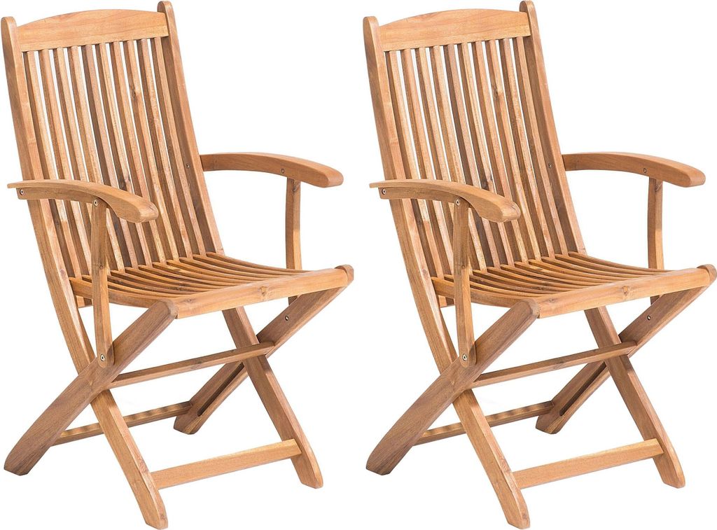 BELIANI Gartenstühle 2er Set Hellbraun Akazienholz mit Produktbild 