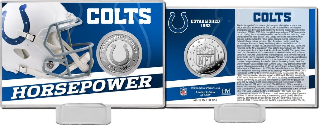 NFL Team History Silver Coin Card - Indianapolis Colts