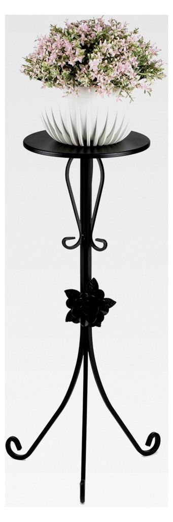 Runder Pflanzenständer aus Metall, 75 cm hoch | Handgefertigter Blumenhocker mit dekorativen Elementen | Blumenständer für Wohnzimmer und Schlaf...
