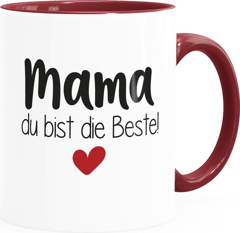 Kaffee-Tasse Mama du bist die Beste Danke sagen Geschenk für Mama Muttertag Weihnachten SpecialMe inner-bordeaux Keramik-Tasse