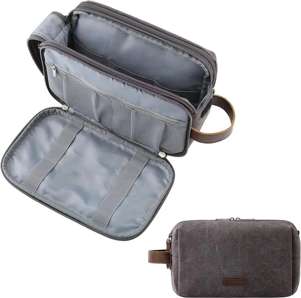 Trousse de toilette Homme Anti-Fuite Dopp Kit Large Gris pour vos Voyages