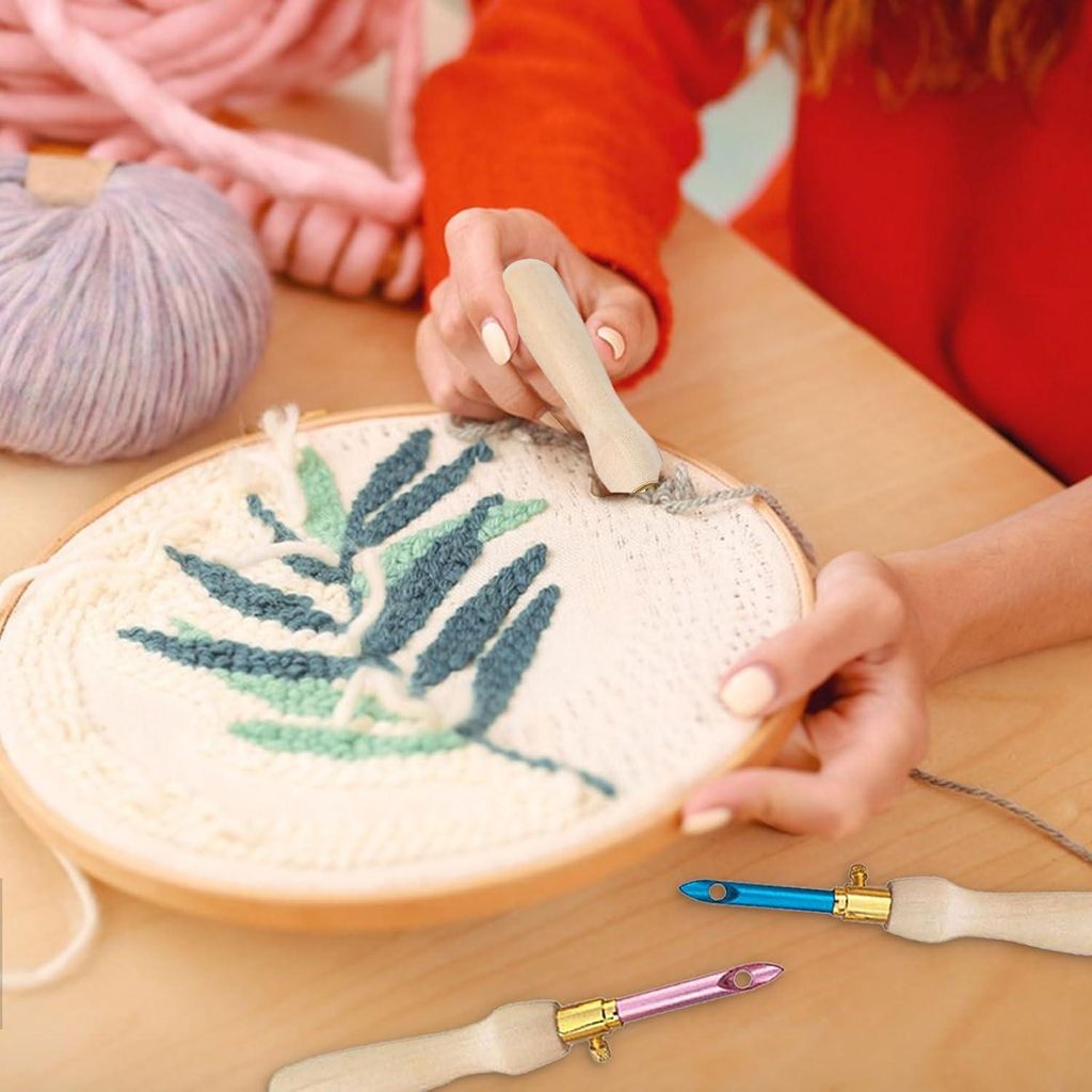 Bordurier-Set für Anfänger - 35 Stück Punch-Nadeln mit Aufbewahrungsbox - Stickstifte und Nadeleinfädler - DIY Nähset