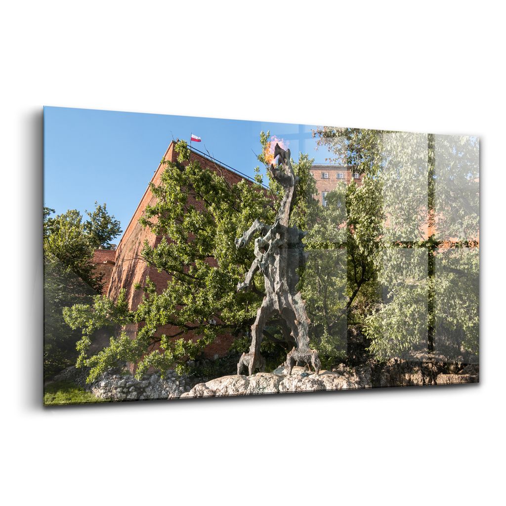 Glasmalerei - dekorative Malerei - moderne Malerei - 140x70 - Waweldenkmal Drache Krakau