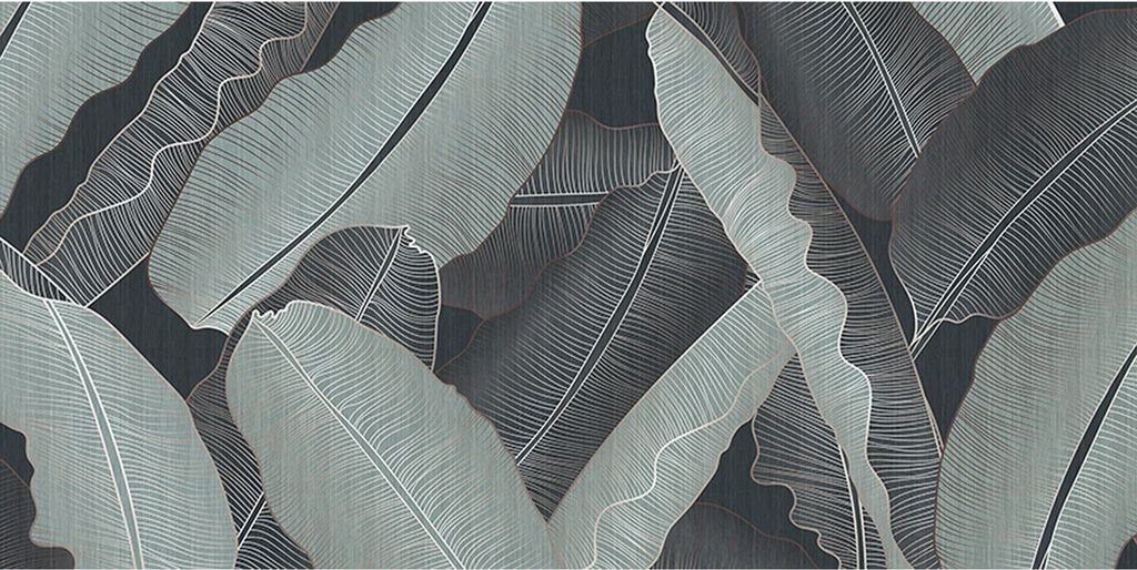 Tadessi Fototapete | Palmen | 5.00 m x 2.50 m | Grau | Grün | Wandbild | Digitaldruck