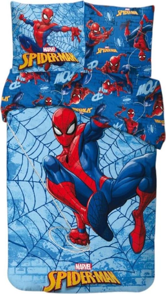 Javoli Spiderman Bettbezug Blau 140 x 200 cm - 65 x 65 cm