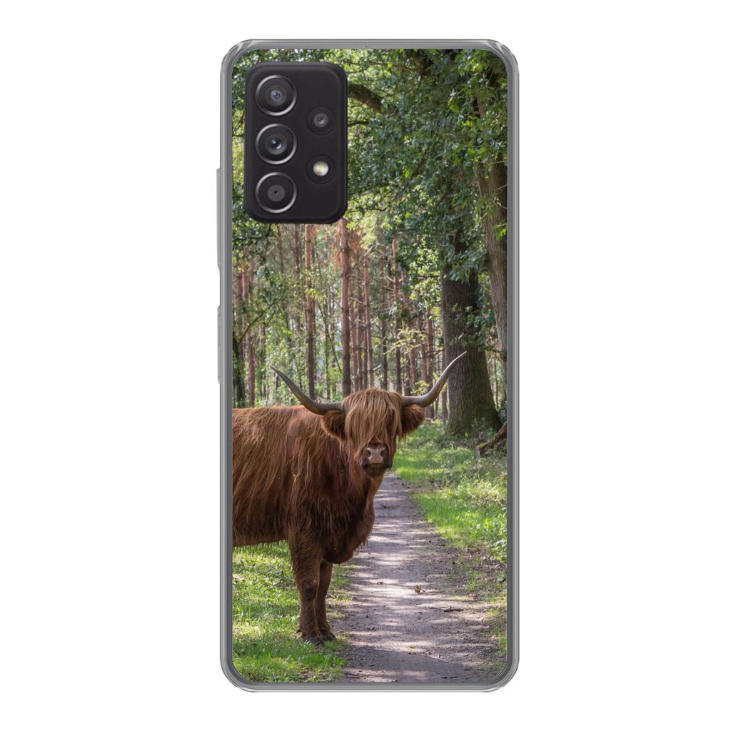 MuchoWow Handyhülle Schutzhülle Hülle für Samsung Galaxy A33 5G Schottischer Highlander - Kröte - Baum Silikon Softcase Handy Hülle - Karte...