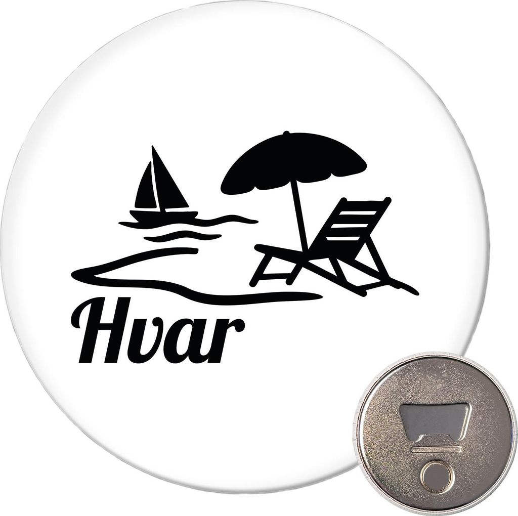 Huuraa Magnet Hvar Kroatien 59mm Kühlschrankmagnet rund Flaschenöffner Geschenkidee