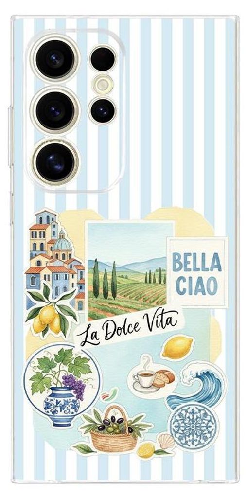 Flexible Hülle für das Samsung Galaxy S24 Ultra, Kameraschutz, TPU Silikon transparent, Urlaub in Italien, italienische Spezialitäten, La Dolce ...
