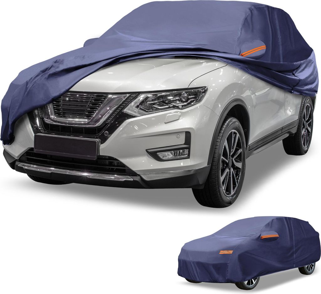 1 Stück Universal Autoabdeckung Wasserdicht Alle Wetter Automotive Outdoor Anti-UV Sonnenschutz Regenschutz Vollabdeckung 190T-PU Marineblau Passe...