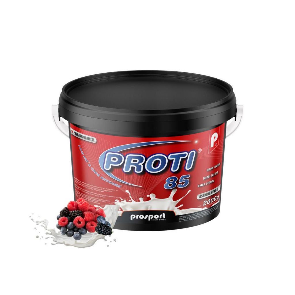 Prosport Proti 85 – Waldfrucht-Joghurt 2000g - Mehrkomponenten-Protein mit Whey, Casein & Eialbumin – 10 Vitamine, BCAAs & EAAs – extra cremig