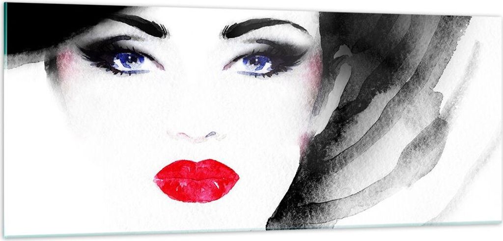 Bilder auf glas - Frau Gesicht - 100x40cm - Glasbilder - Wandbilder - Kunstdruck - zum Aufhängen bereit - Wanddekoration aus Glas - Glas Bilder - ...