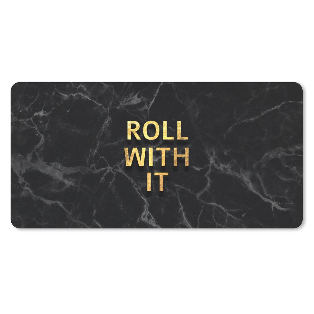MuchoWow Schreibtischunterlage Zitat - Motivation - Gold - Schwarz 80x40 cm - XXL Mauspad - Gaming Mauspad