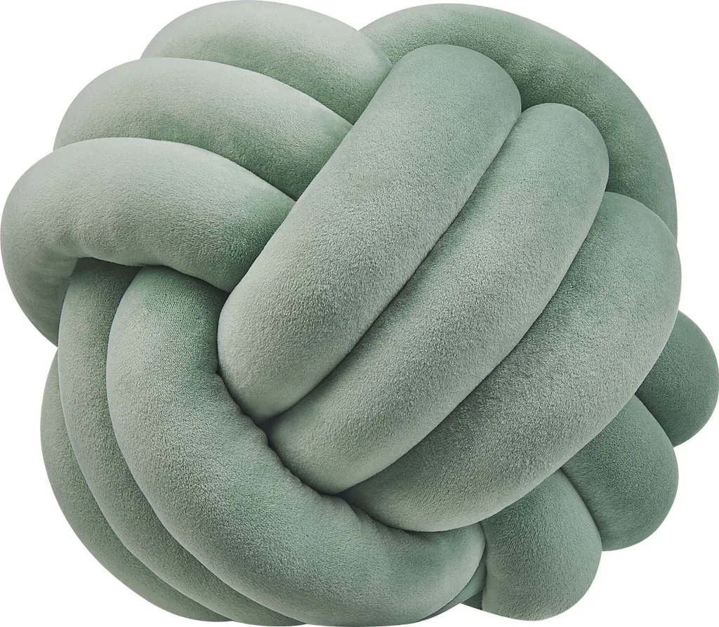 Coussin nœud en velours vert 30 cm pour décoration de salon chic Lumarko