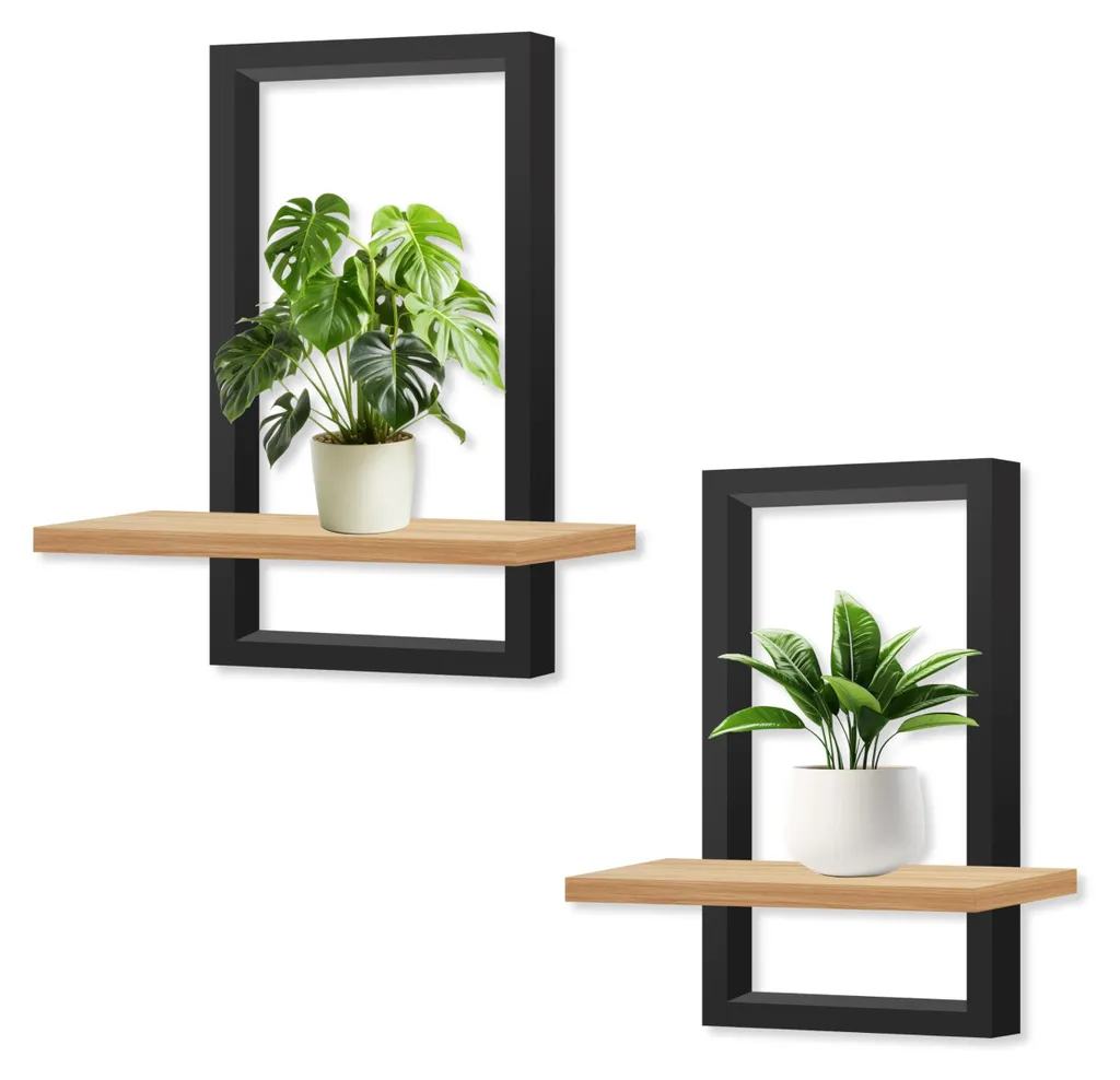 Étagères murales bois beige lot de 3 pour décoration murale de salon
