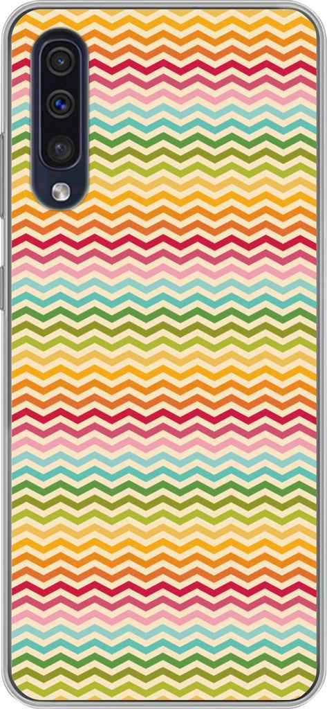 MuchoWow Handyhülle Schutzhülle Hülle für Telefoonhoesje Samsung Galaxy A30s Muster - Regenbogen - Retro Silikon Softcase Handy Hülle - Kart...