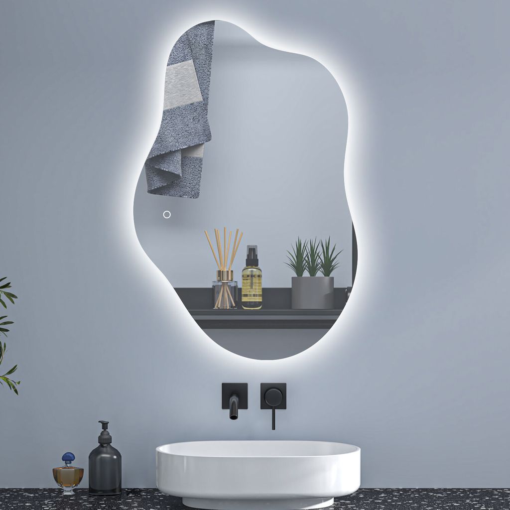 Badspiegel Wolke 90×68cm Kalt/Neutral/Warmweiß Asymmetrisch Produktbild 