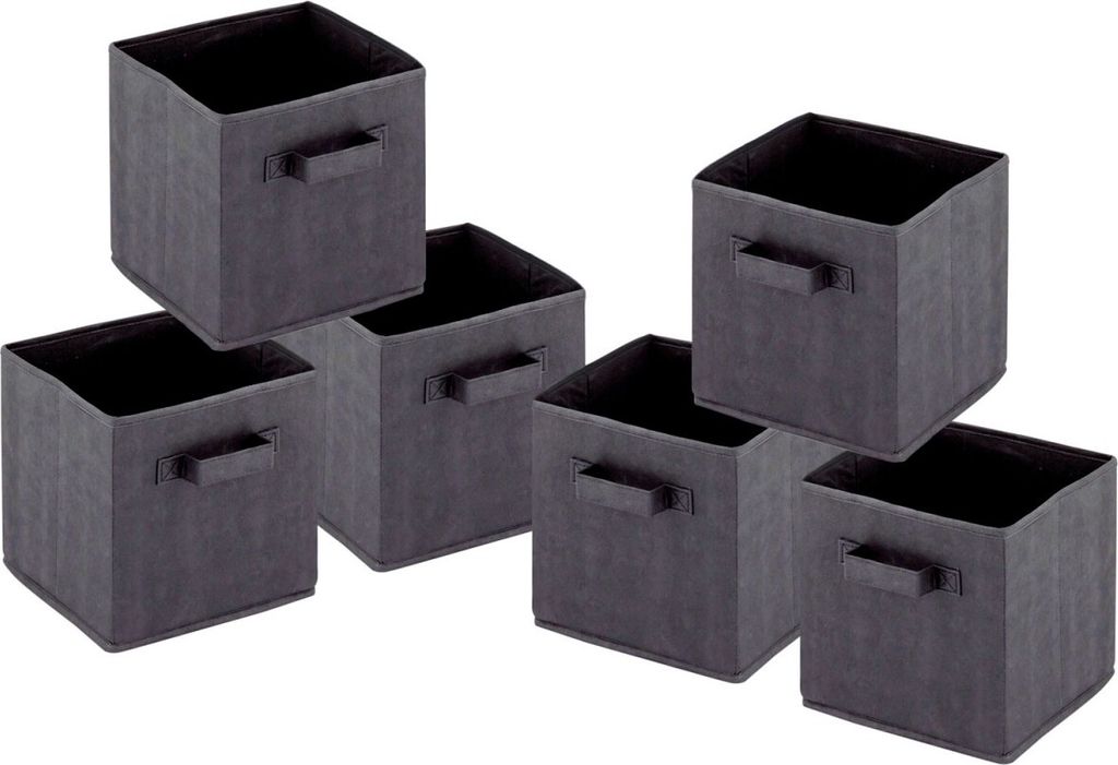 Soma Aufbewahrungsboxen faltbar Faltbox 26x26x26 cm 6er Pack Aufbewahrungskiste quadratisch schwarz