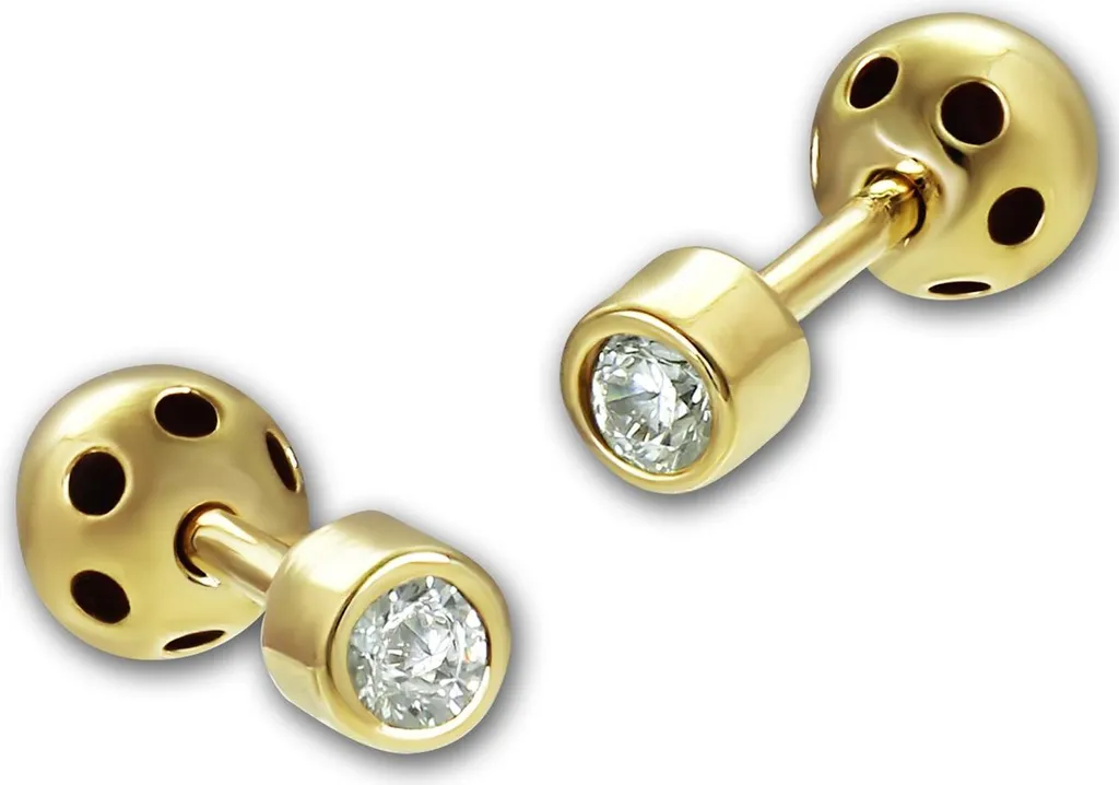 Boucle d'oreille en Or 8 Carats et Zircon Brillant pour Femme 2,5mm