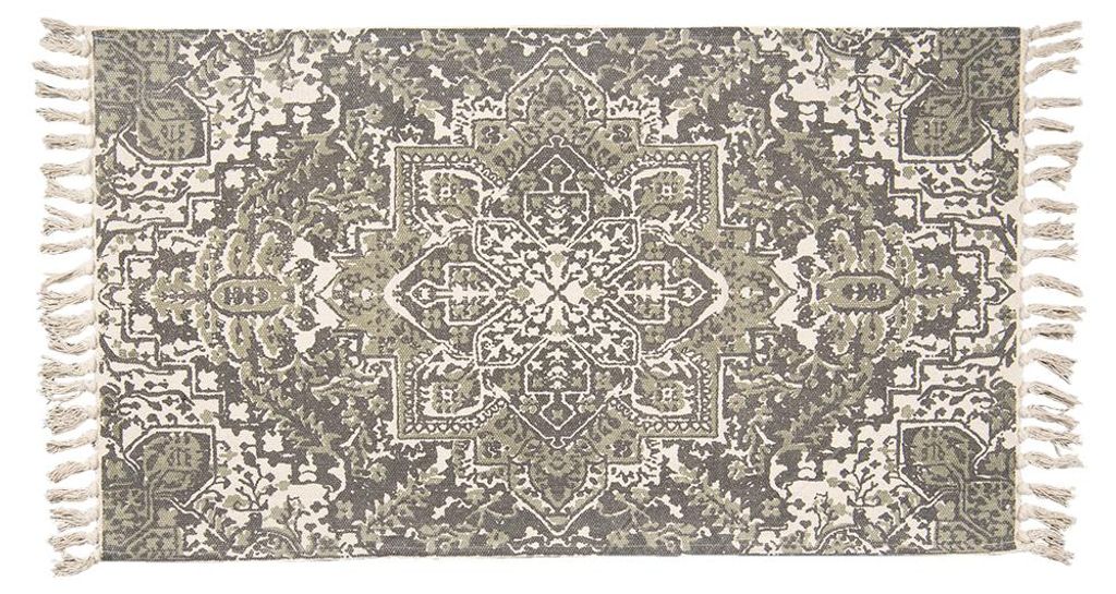 Clayre & Eef Teppich 140x200 cm Grau Grün Baumwolle