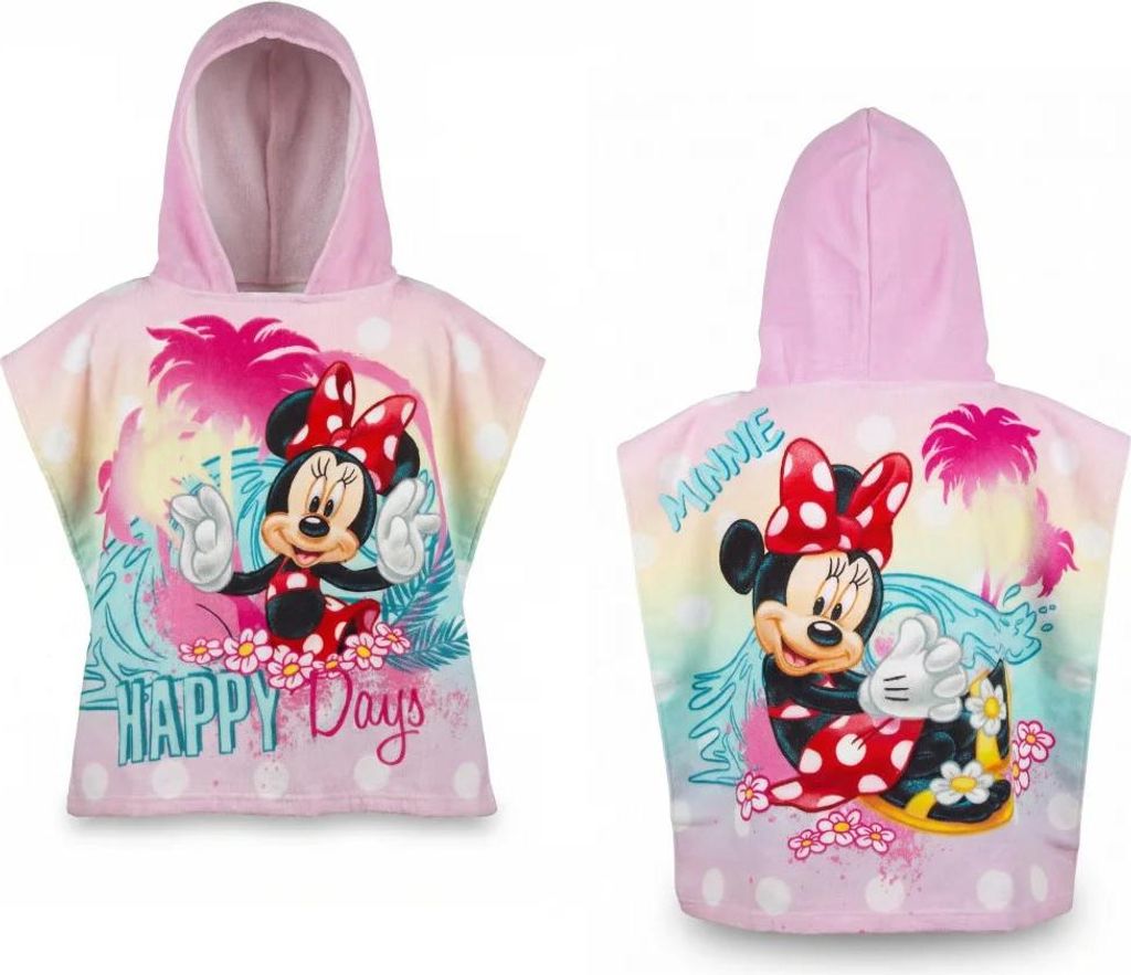 Disney Minnie Maus Kinder Mädchen Mikrofaser Poncho Badetuch 55x110 cm