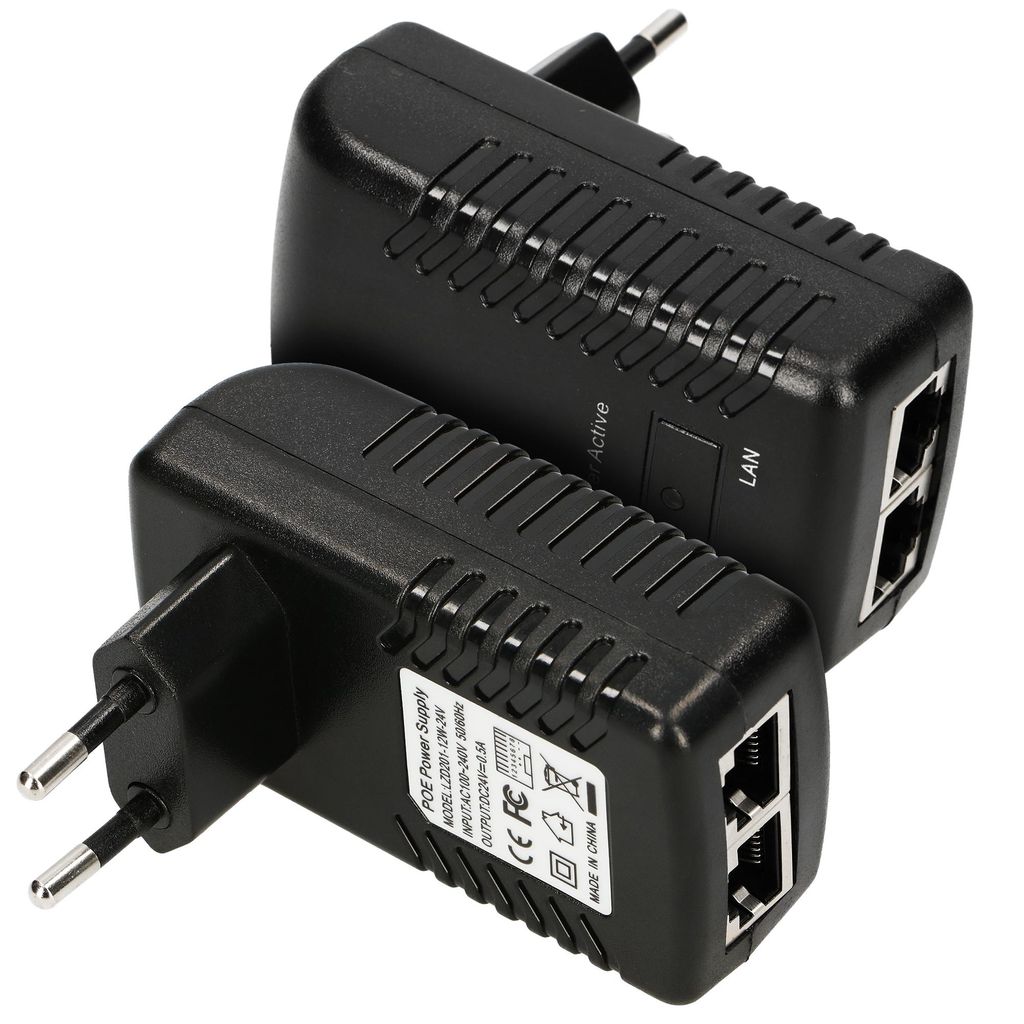 Extralink PoE Injector, Netzteil, 24V, 0.5A, 12W, Stecker für Steckdose, 2x RJ45 Ports, Plug & Play
