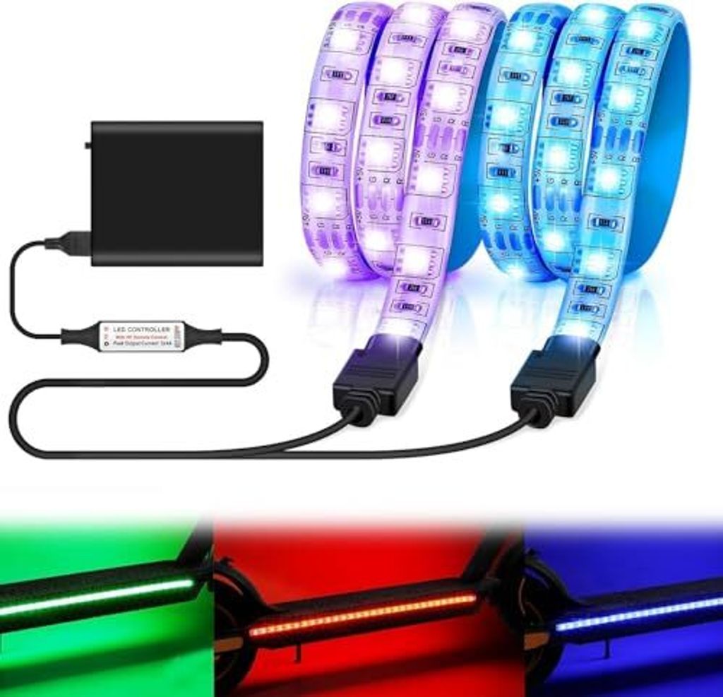 Elektrische Scooter -LED -Streifenleuchten, 30 RGB -Lichter -Fernbedienung, faltbare wasserdicht