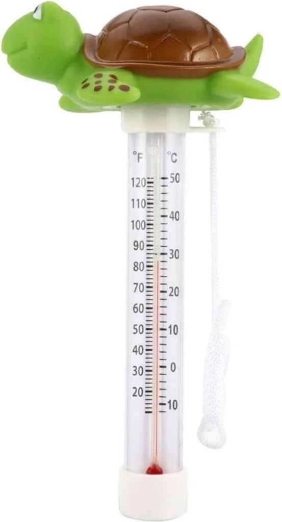 Schwimmendes Wasserthermometer, Schwimmendes Pool-Wasserthermometer, Grünes Schildkröten-Cartoon-Poolthermometer